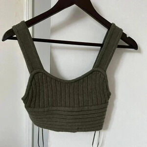 Zara Green Sweater Crop Tank Top